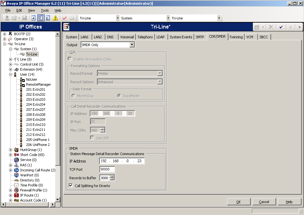 Avaya IP Office v6+ / IP500 - Listening connection - TIM Plus -  Documentation